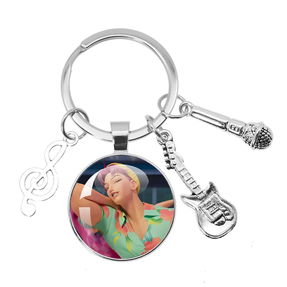 Cute K-Pop Demon Hunters/Saja Boys/Derpy Keychain with Music Themed Pendant