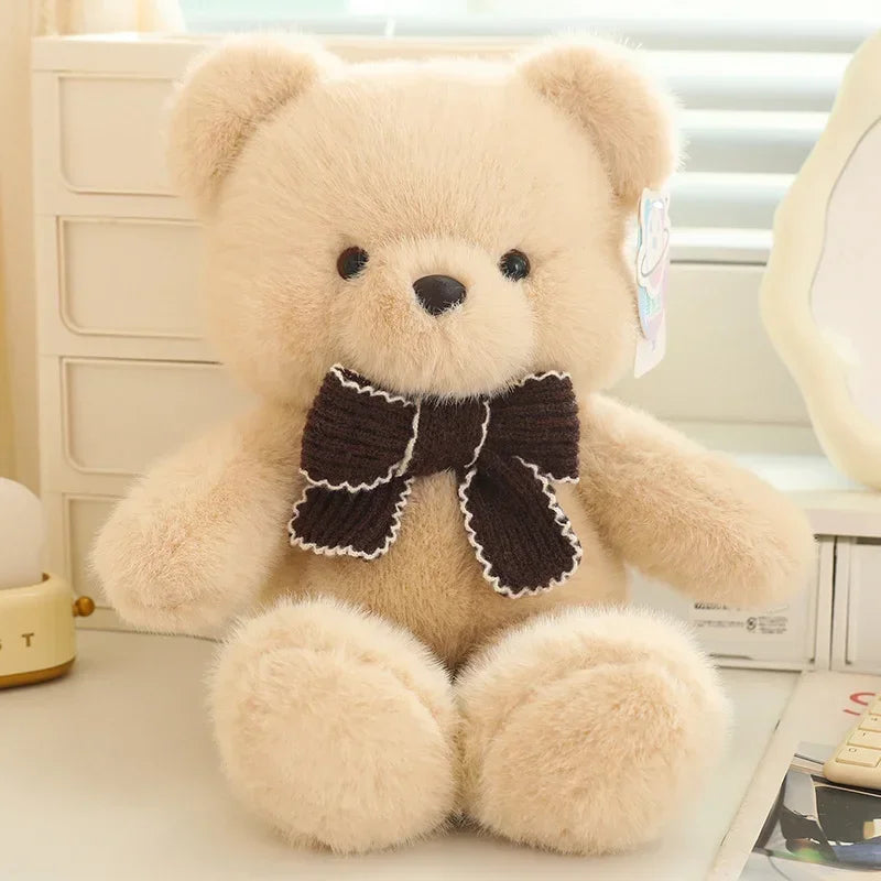 Cute Teddy Bear With Ribbon Plush Toys 45/70cm - Brown/Beige