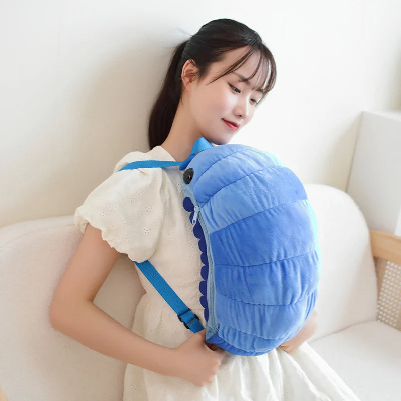 Cute Watermelon(Melon) Worm Plush Backpacks 40cm - Blue/Grey