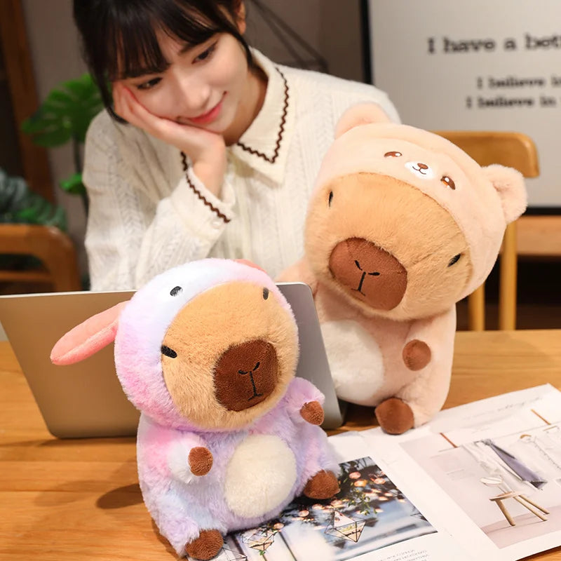 Cute Capybara With Animal (Bear/Duck/Unicorn/Rabbit/Dog) Dress Up Plush Toys 25/30/40cm