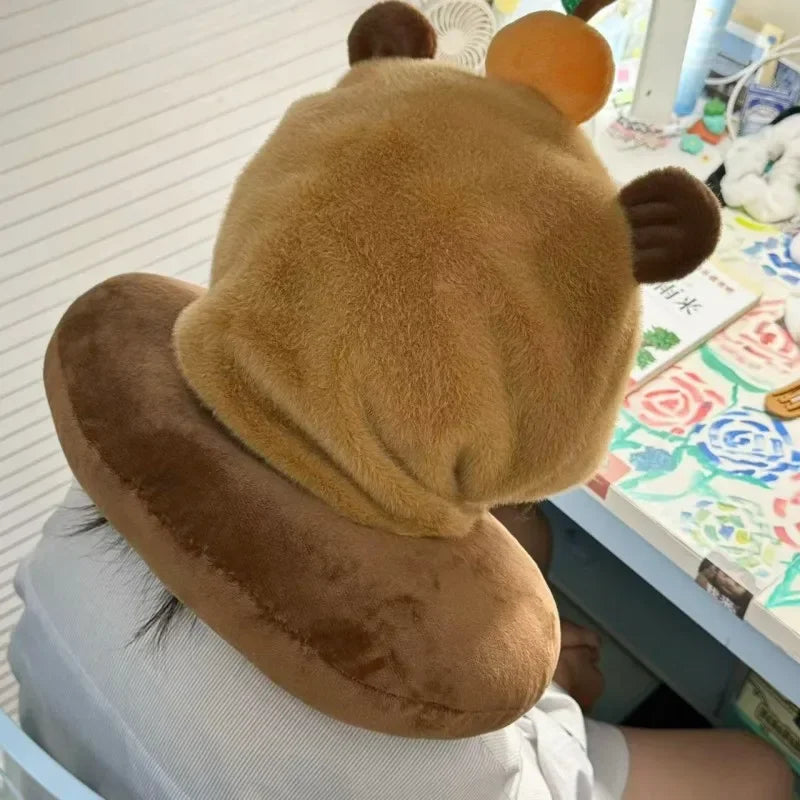 Capybara Neck Pillow With Hat PlushToys