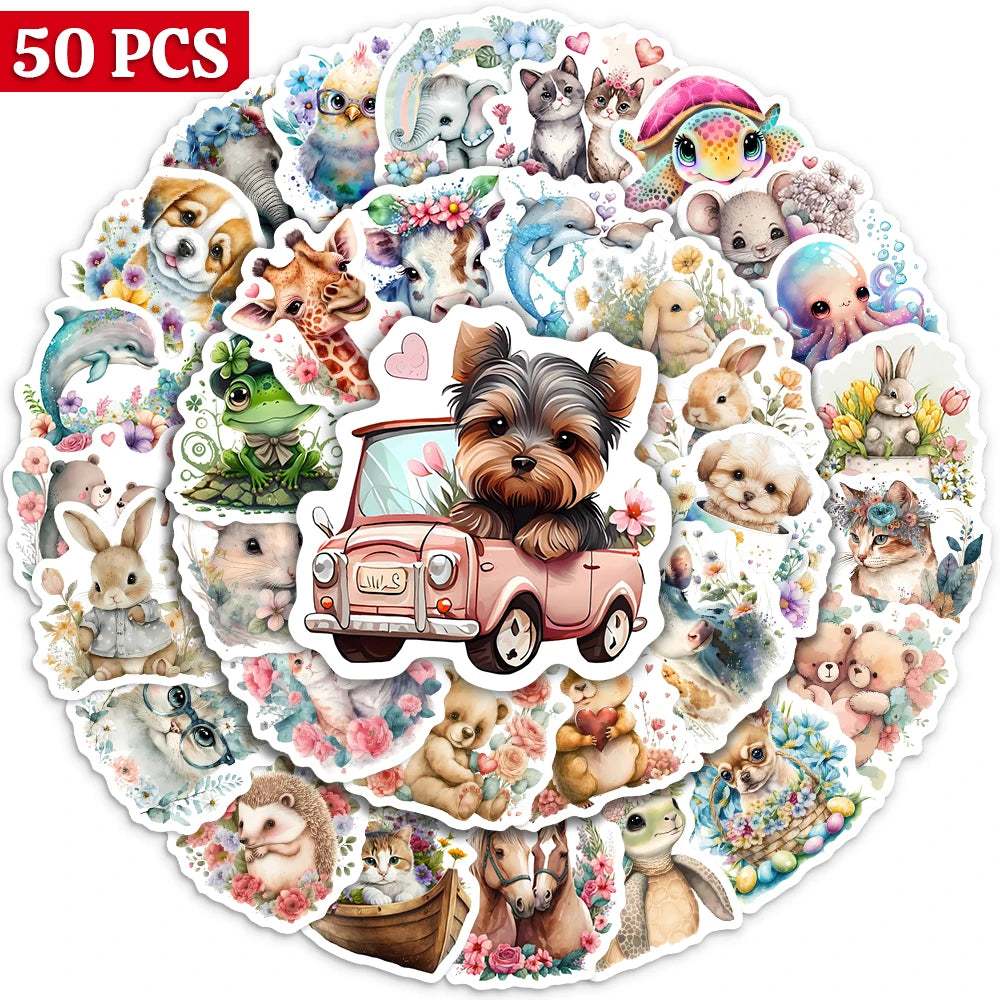 50 pcs Cute/Kawaii Animal Stickers