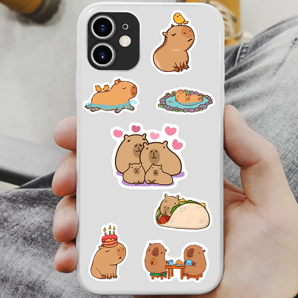 50 pcs Cute/Kawaii Capybara Stickers - V2