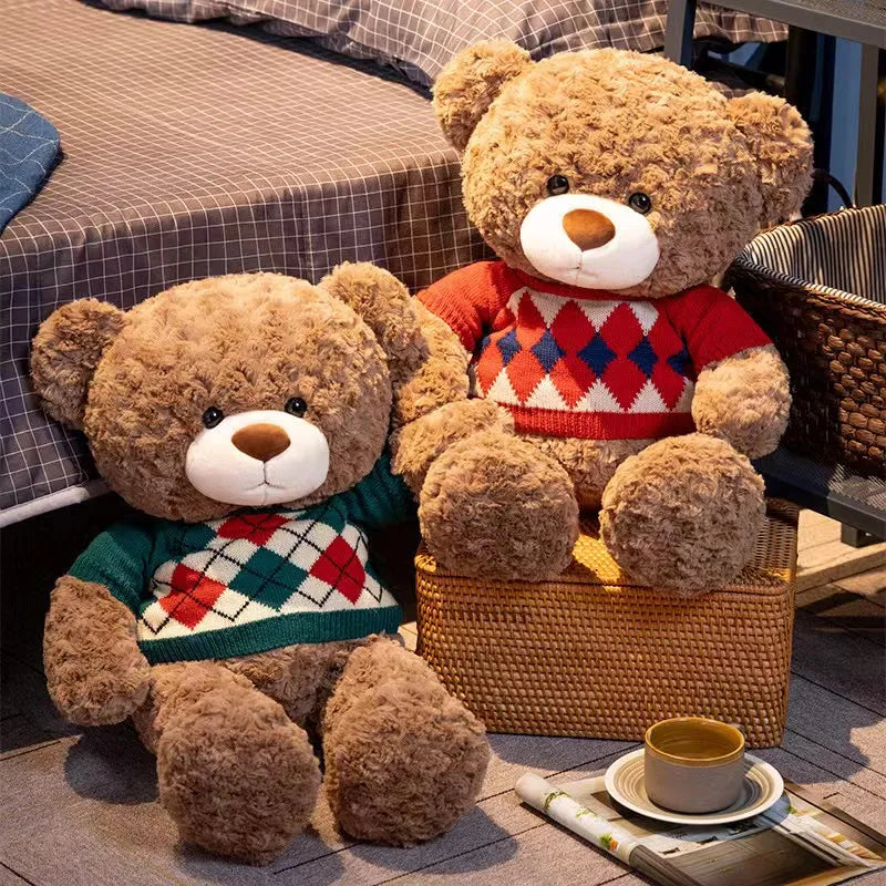 Cute Brown Teddy Bear With Sweater Plush toys 45/55cm