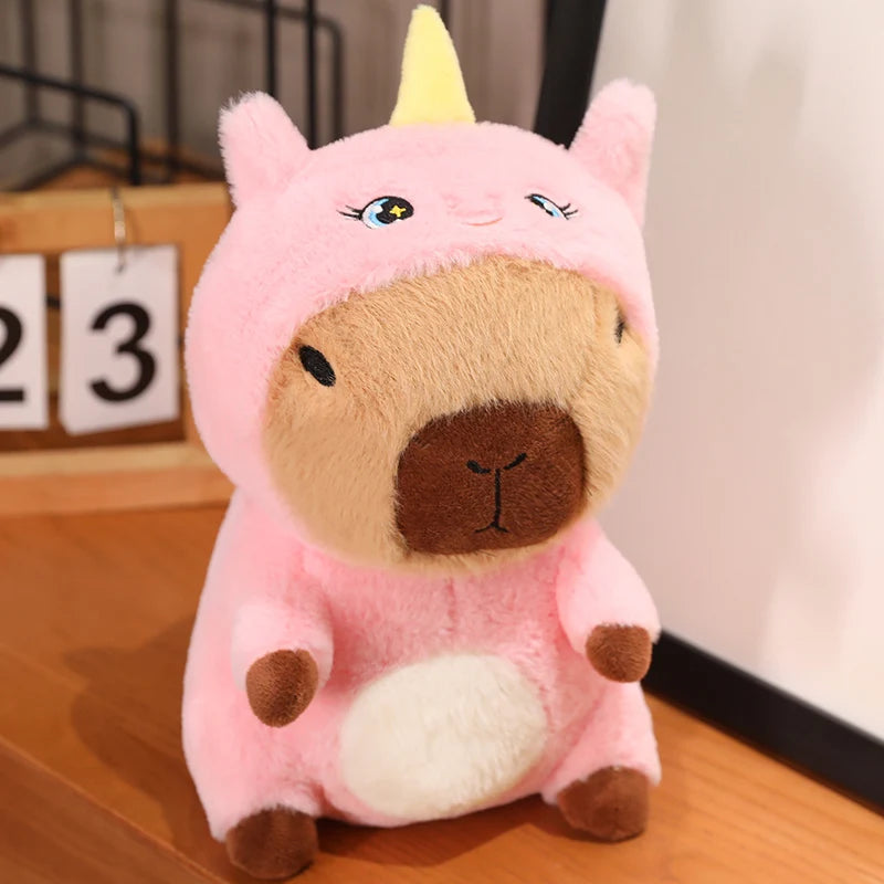 Cute Capybara With Animal (Bear/Duck/Unicorn/Rabbit/Dog) Dress Up Plush Toys 25/30/40cm