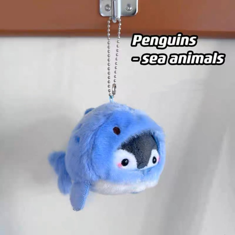 Penguin Dress Up as Sea Animals Plush Keychains 12cm - 3 Styles