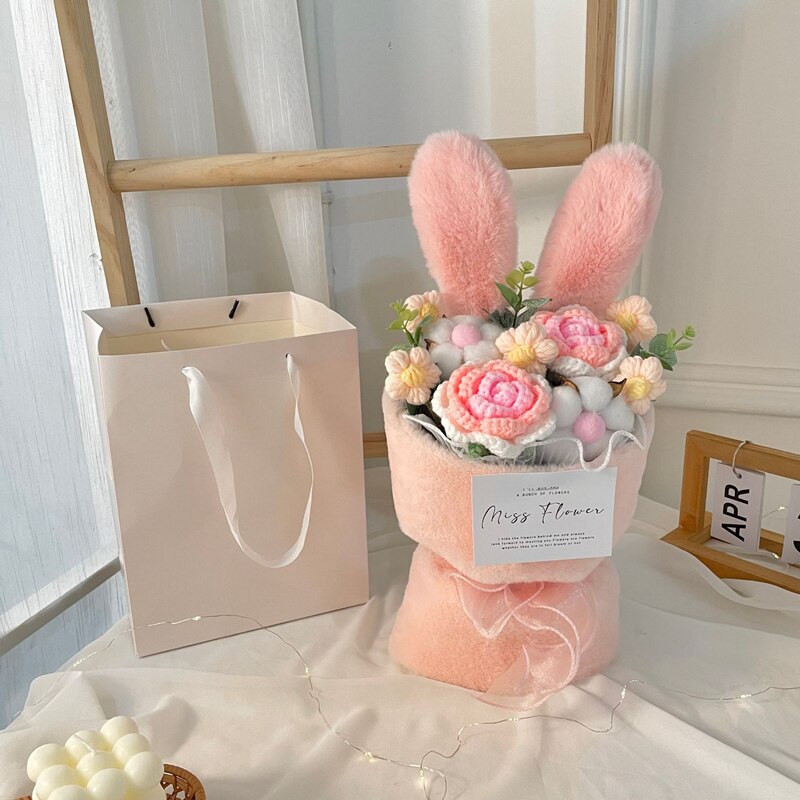 Cotton Rope Handmade Flower With Rabbit Ears Bouquets -4 Styles