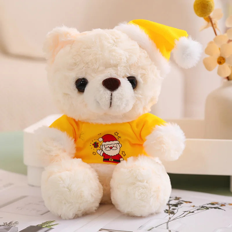 Teddy Bear With Christmas Hat And T-Shirt/Bow Plush Toys 20cm - 18 Styles
