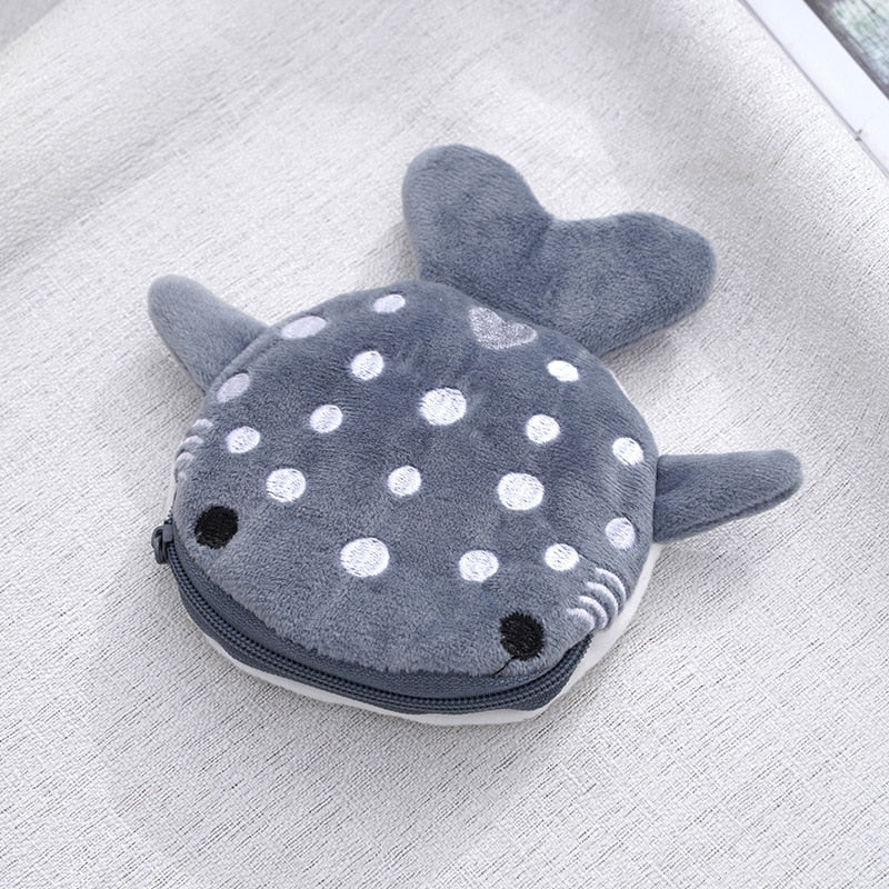 Whale Shark Coin Purse Plush Purse Bags - Grey/Blue