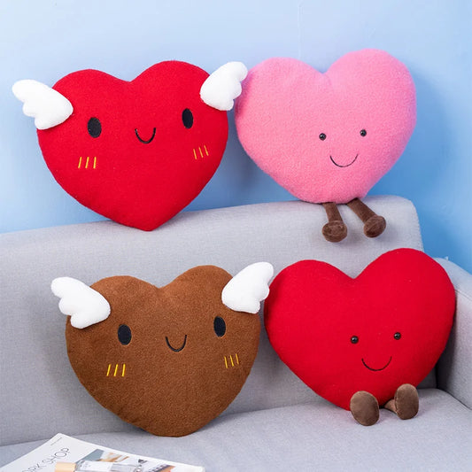 Cute Smiley Heart With/Without Wings Plush Toys -Red/Pink/Brown