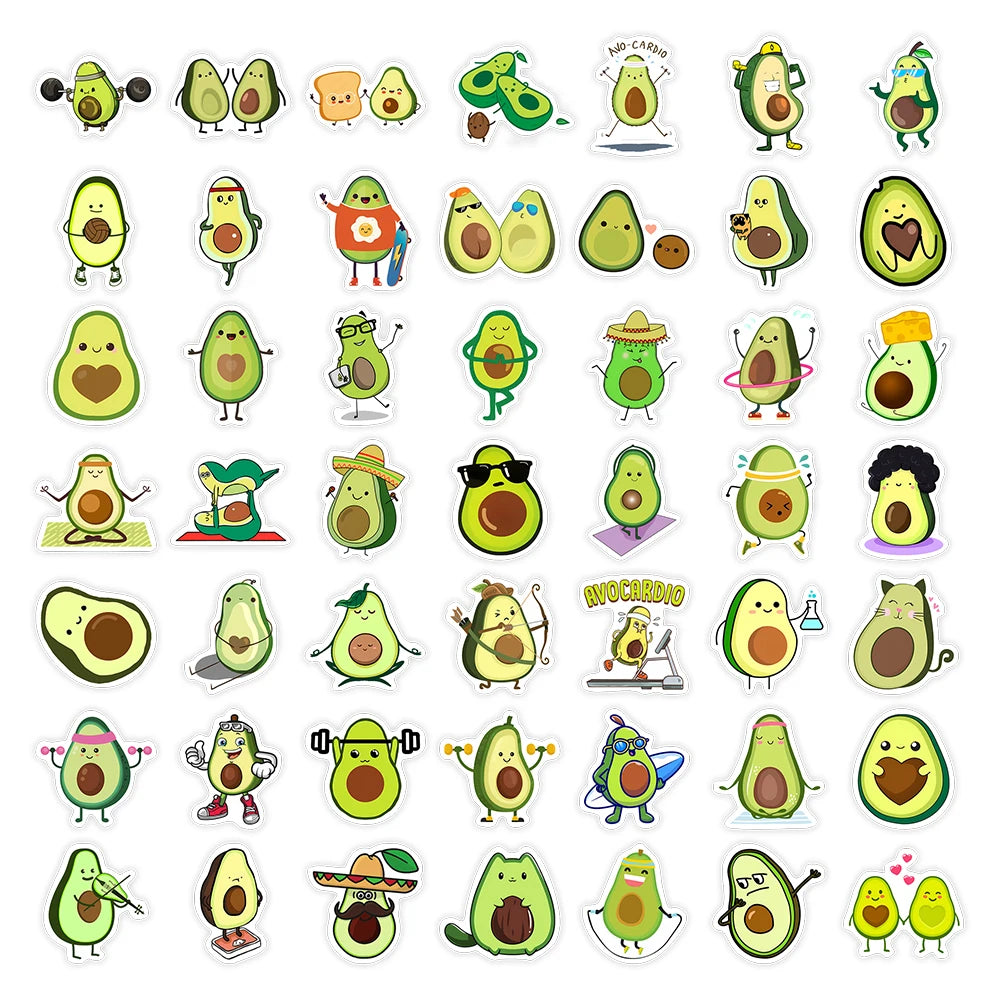 50 pcs Cute/Kawaii Avocado Stickers