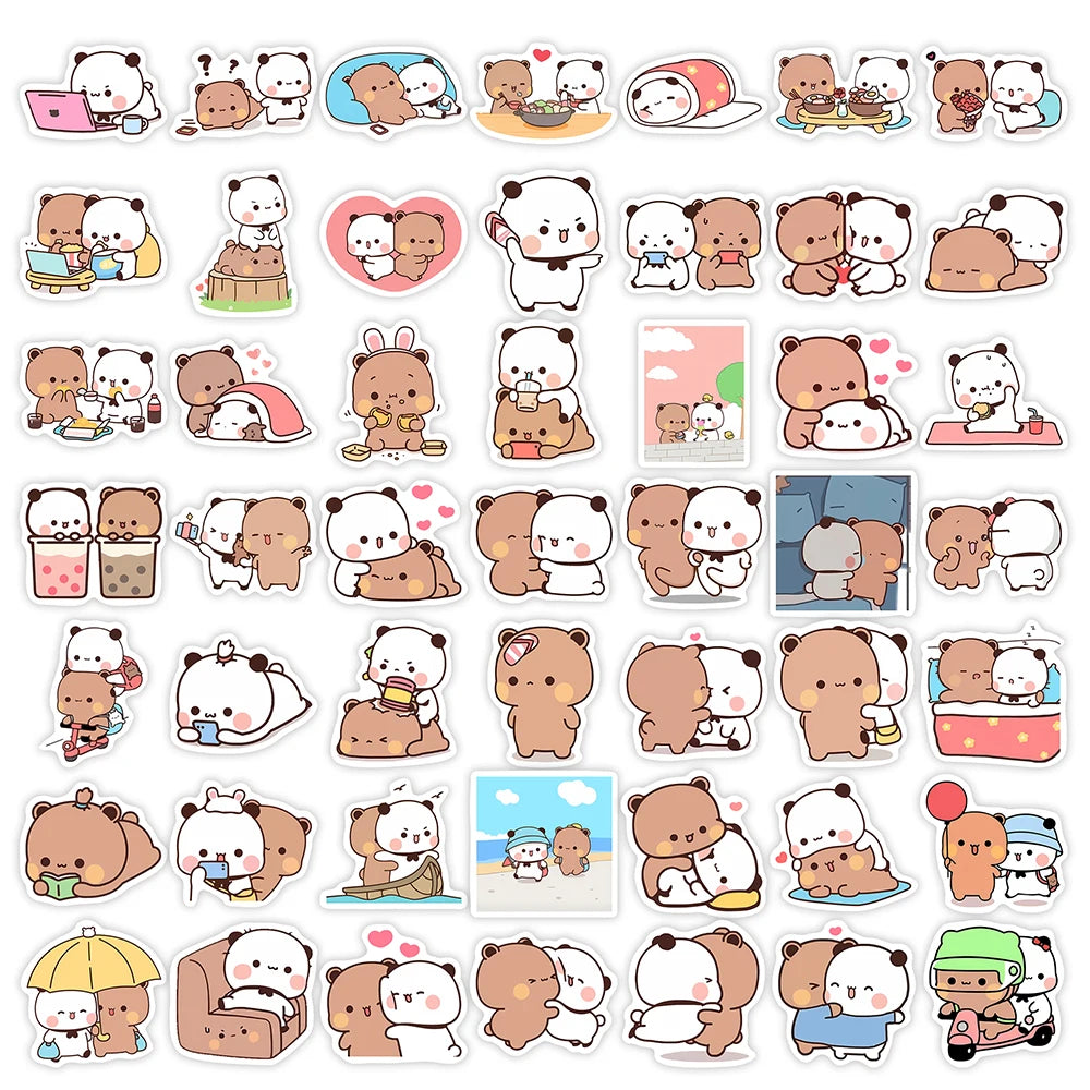 50 pcs Cute/Kawaii Panda and Bear Stickers