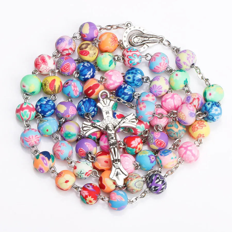 Rosary (Colourful Pottery Beads) 70cm - 4 Styles