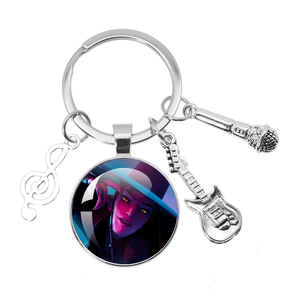 Cute K-Pop Demon Hunters/Saja Boys/Derpy Keychain with Music Themed Pendant
