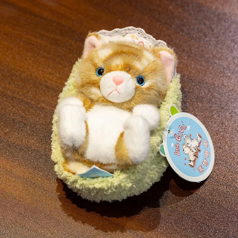 Cute Cat (Kitten) With Bed Plush Toys 18cm -  4 Styles