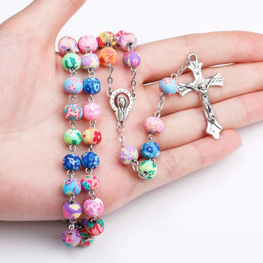 Rosary (Colourful Pottery Beads) 70cm - 4 Styles