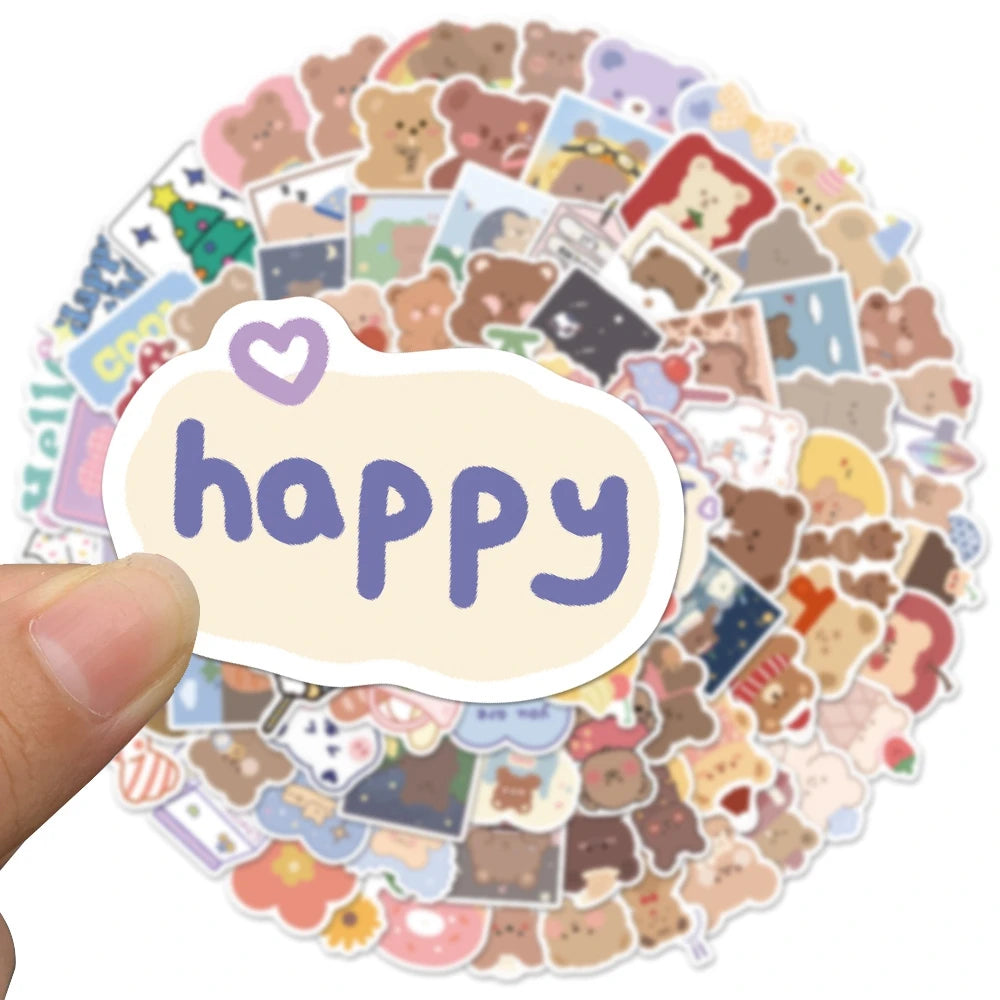 102 pcs Cute/Kawaii Bear Stickers