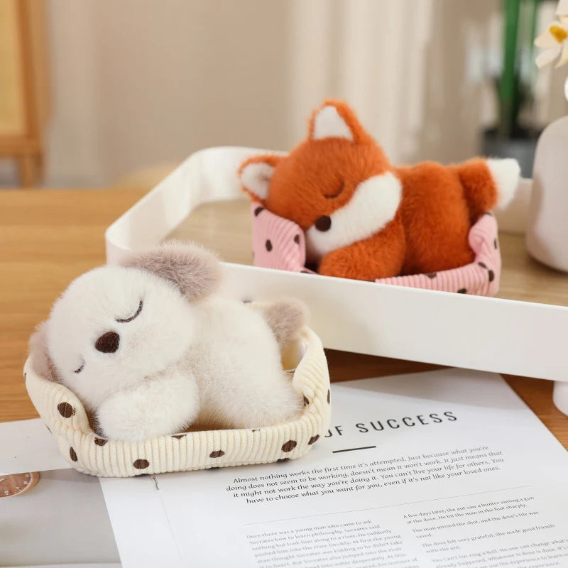 Cute Sleeping Animal(Dog/Cat/Fox/Bear/Rabbit/Pig) Plush Toys 12cm