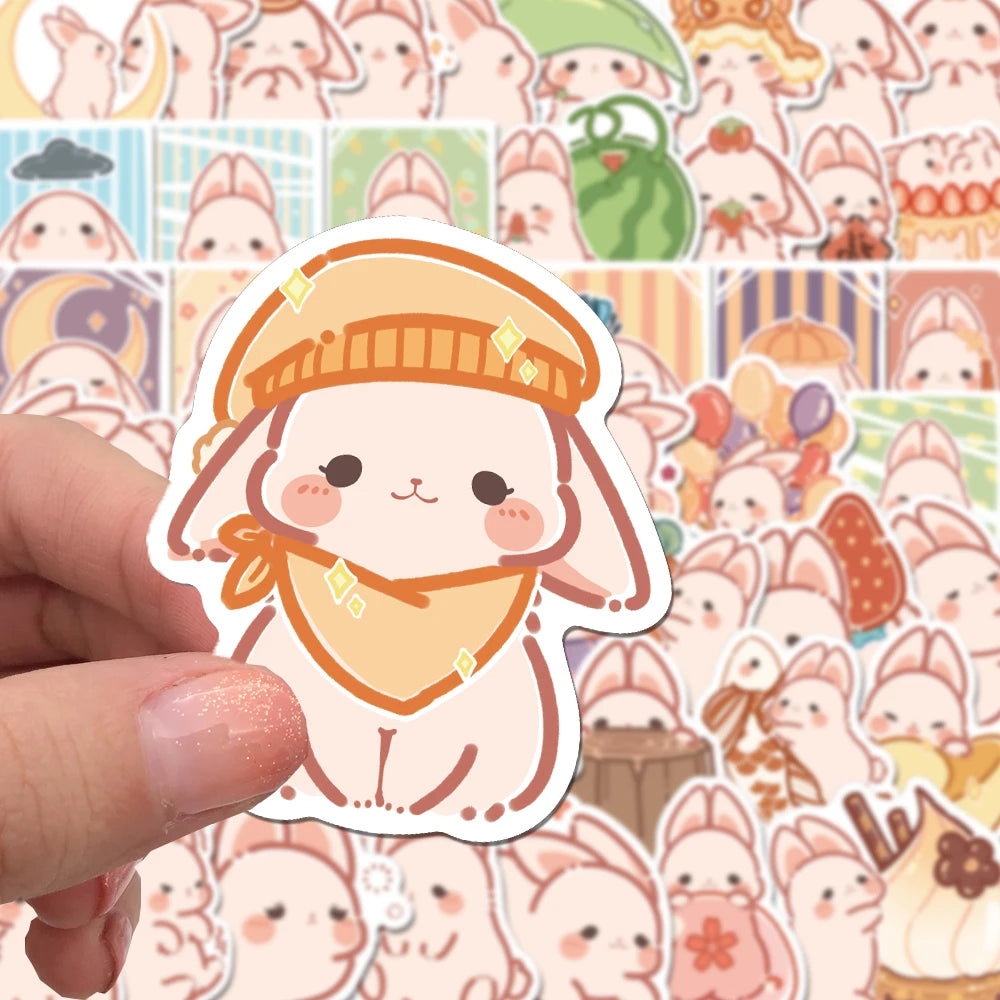 50 pcs Cute/Kawaii Pink Bunny/Rabbit Stickers