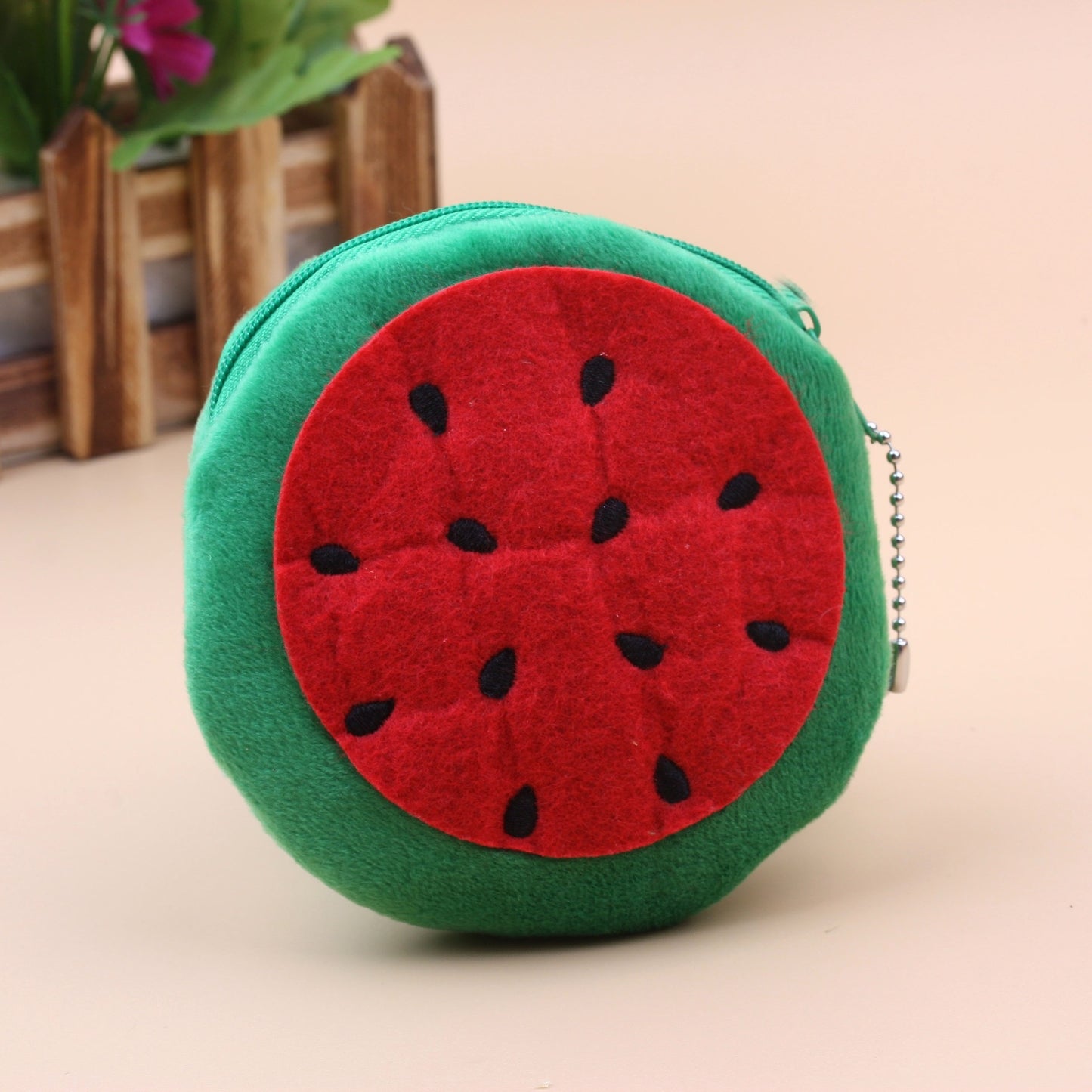 Fruit Coin Purse Plush Keychains - Orange/Strawberry/Watermelon/Pineapple