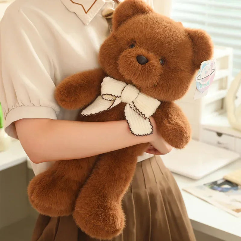 Cute Teddy Bear With Ribbon Plush Toys 45/70cm - Brown/Beige