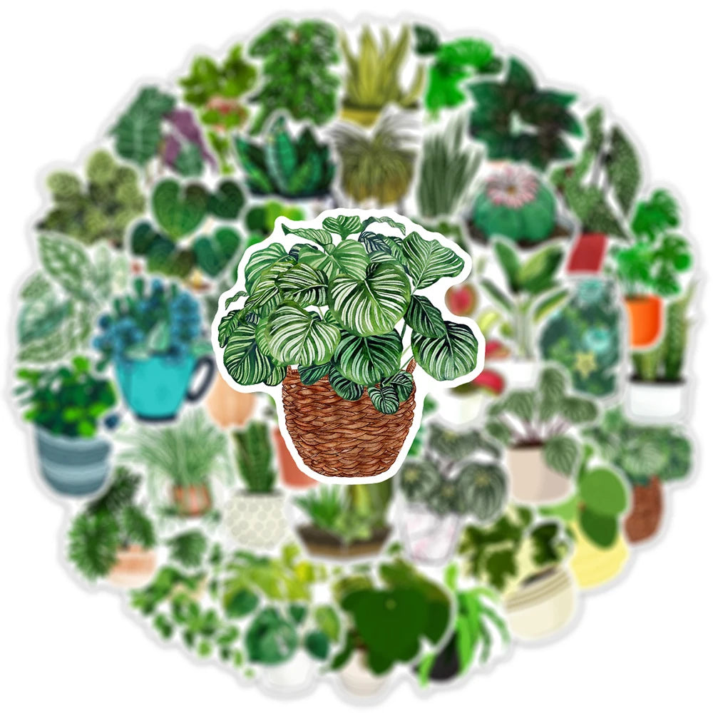 50 pcs Cute/Kawaii Green Plants Stickers