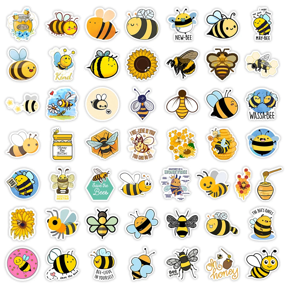 50 pcs Cute/Kawaii Honey Bee Stickers