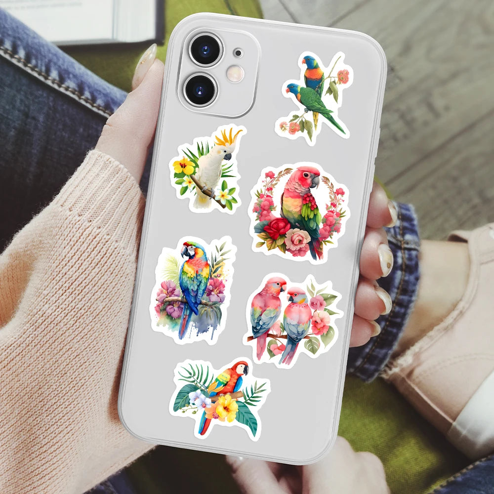 50 pcs Cute/Kawaii Bird (Parrot) Stickers