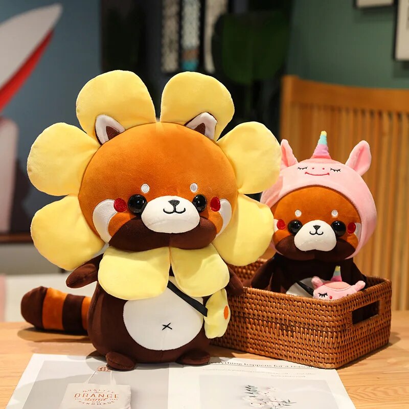 Red Panda Dress Up Plush Toys 30/40cm - Bear/Rabbit/Sun Flower/Unicorn/Dinosaur/Avocado/Blue