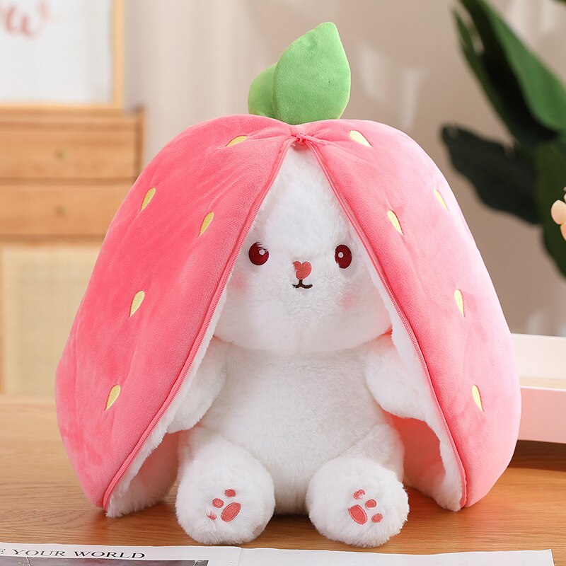 Funny Rabbit In Carrot/Strawberry Bag Plush Toys 18cm/25cm/35cm