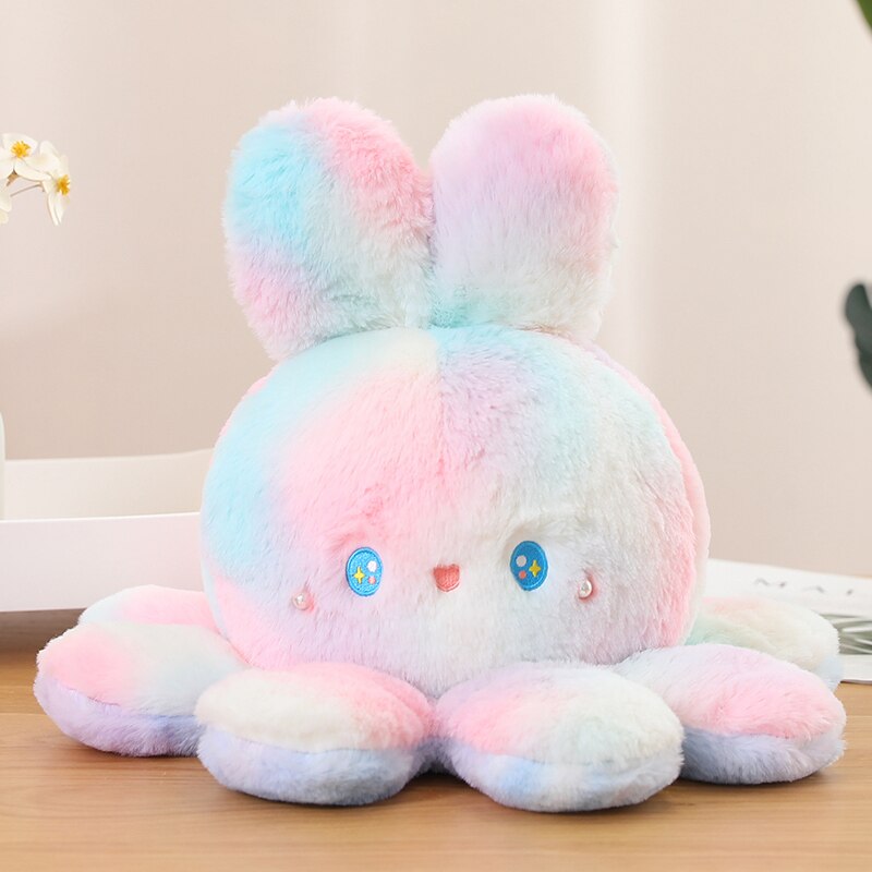 Reversible Rabbit/Octopus Plush Toys 20cm/35cm/50cm - Green/Pink