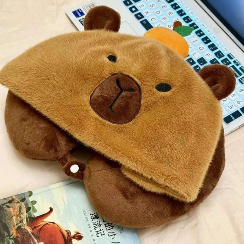 Capybara Neck Pillow With Hat PlushToys