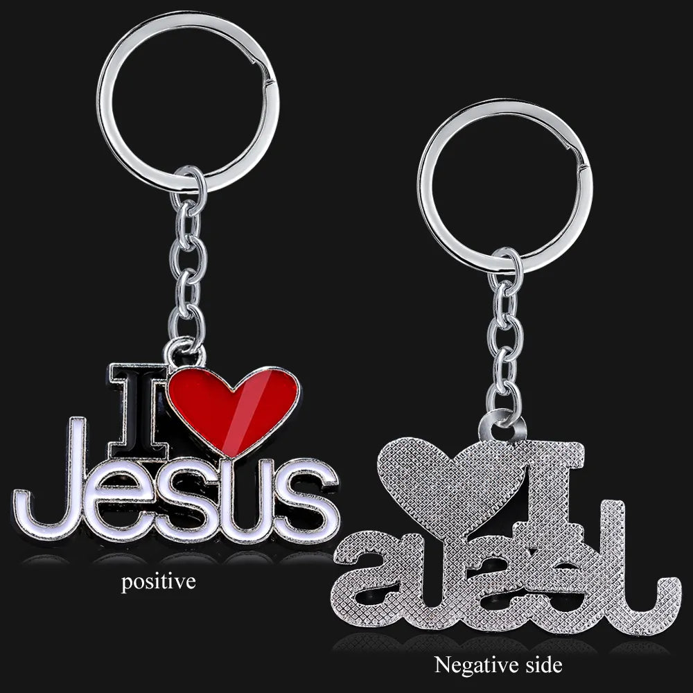 Keychain With  I Love Jesus Letter - Silver/Gold