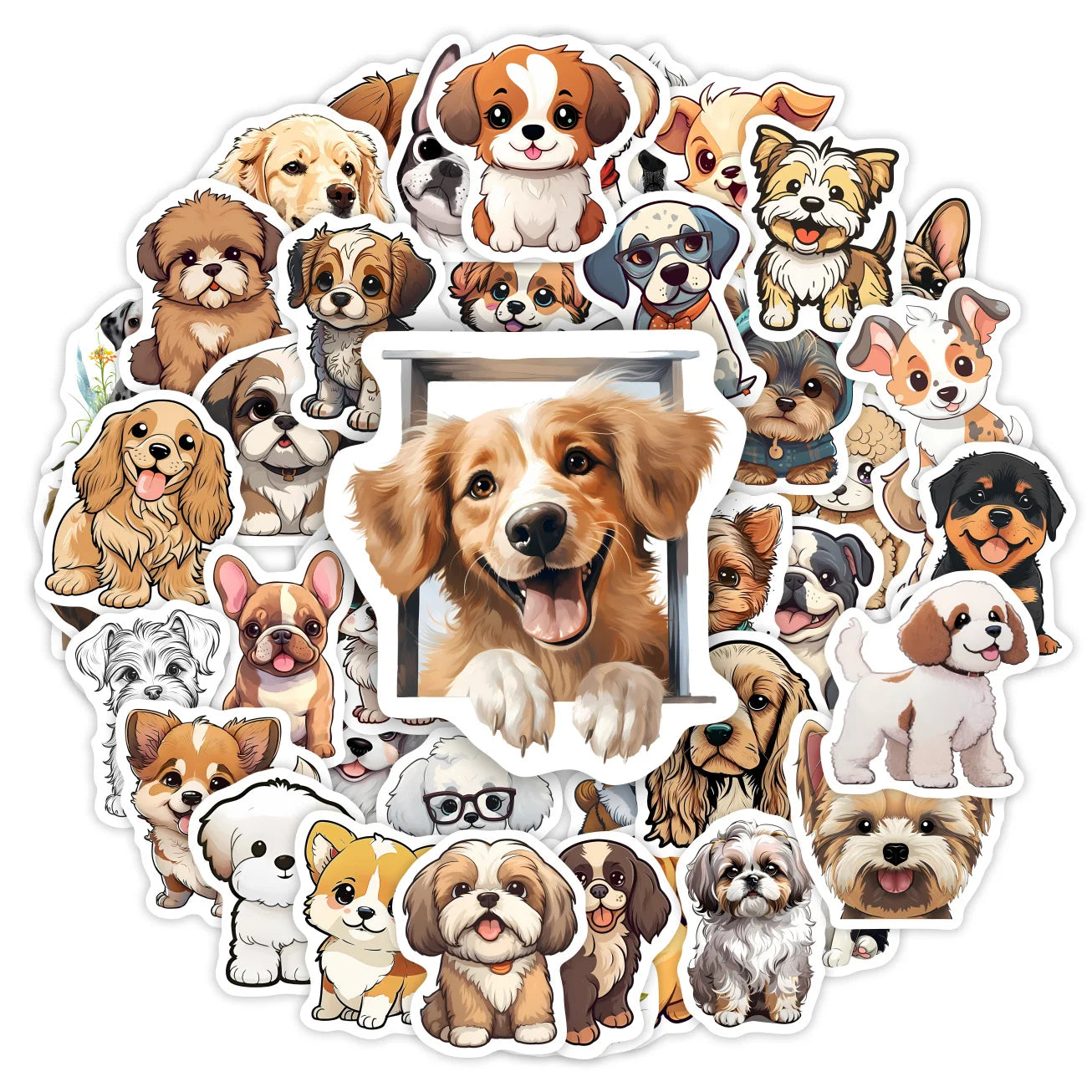 50 pcs Cute/Kawaii Dog/Puppy Stickers - V3