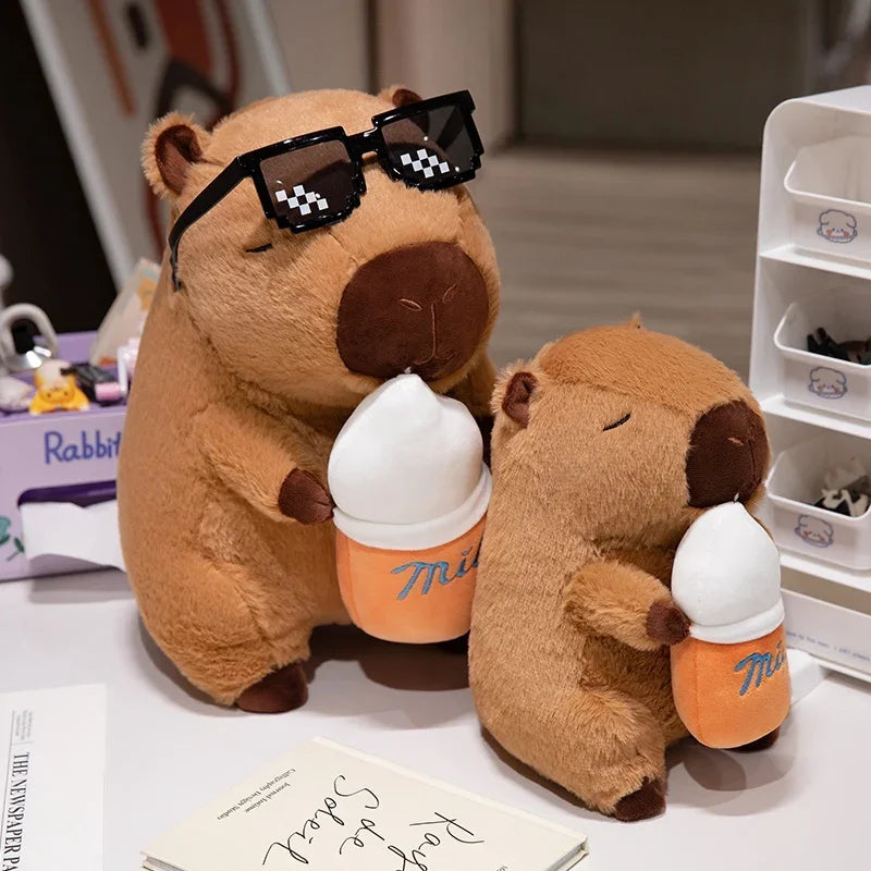 Cute Capybara With Milk Plush Toys 23/35cm