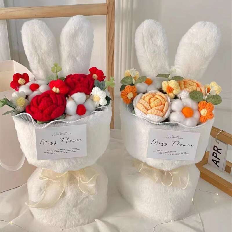 Cotton Rope Handmade Flower With Rabbit Ears Bouquets -4 Styles