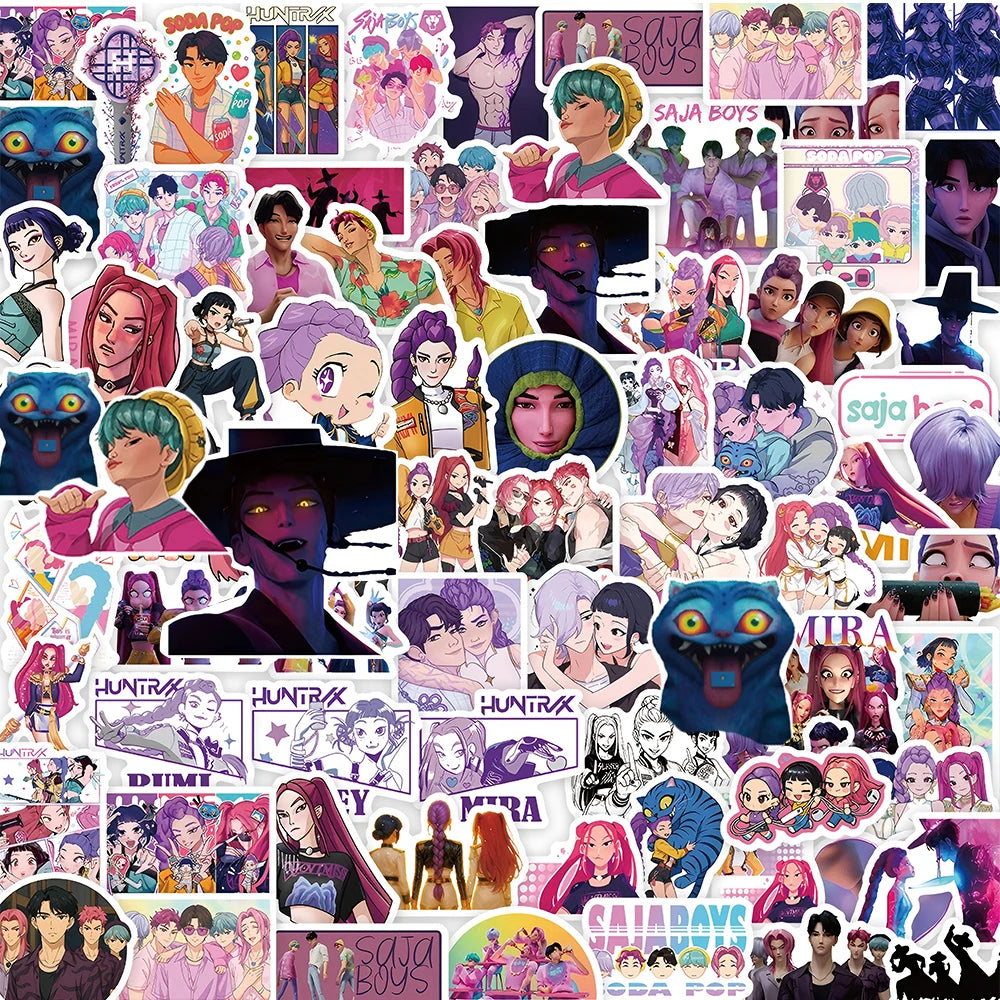 50-74 pcs Cute/Kawaii K-Pop Demon Hunters Stickers - 6 Styles