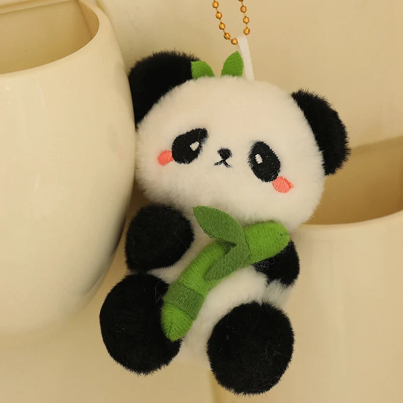 Cute Panda In Bamboo Plush Keychains 10cm