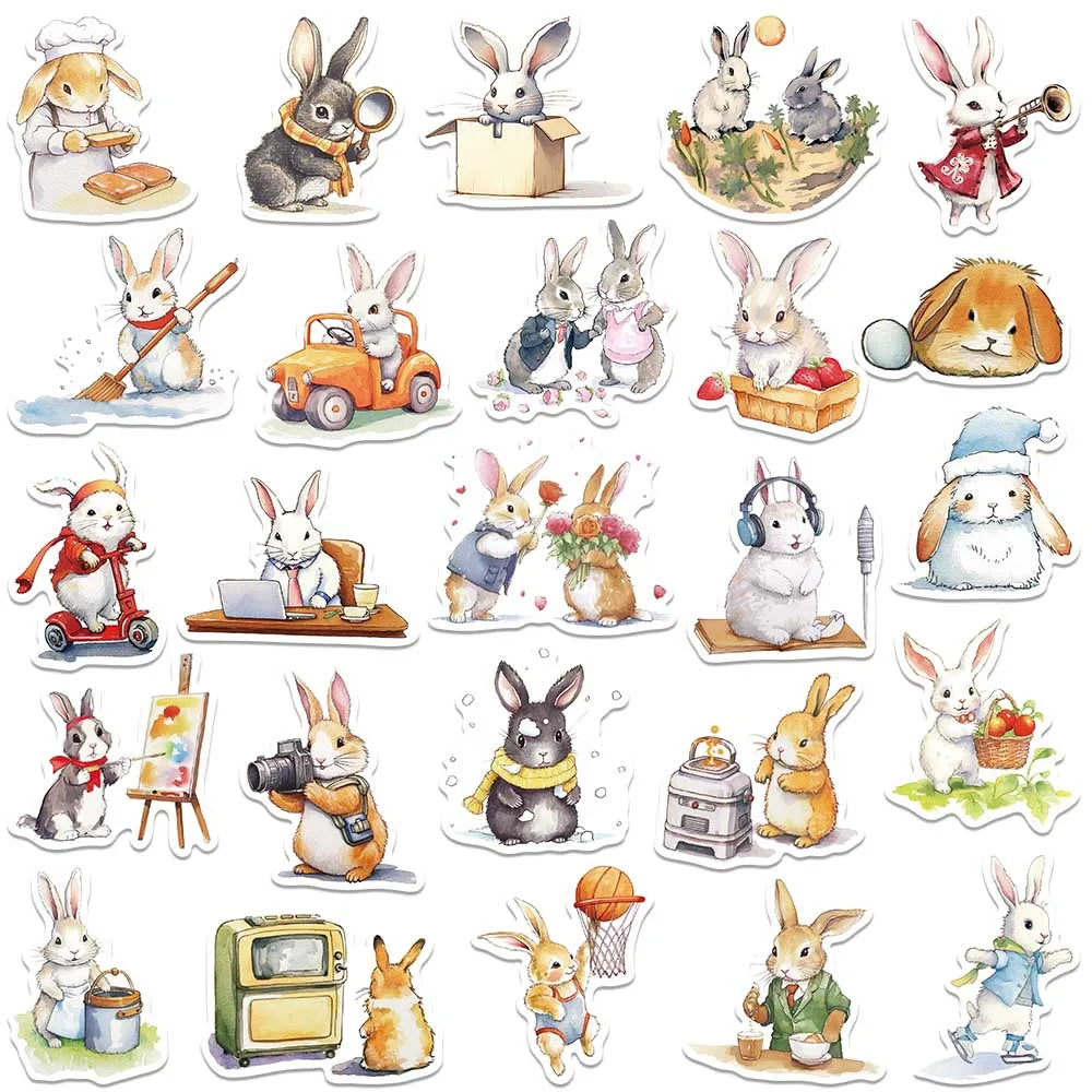 50 pcs Cute/Kawaii Bunny/Rabbit Stickers