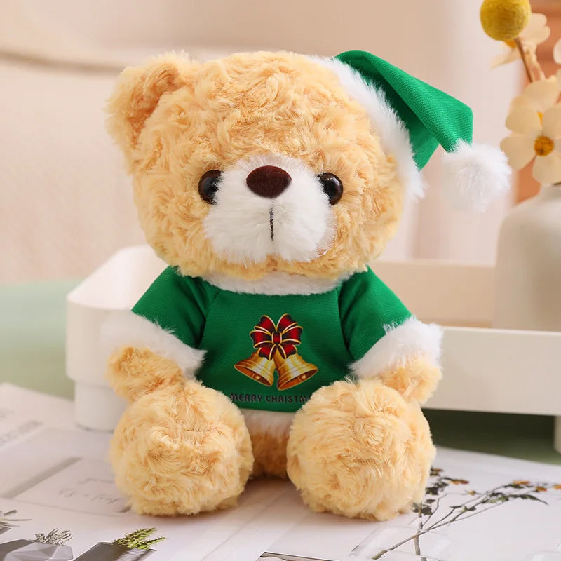 Teddy Bear With Christmas Hat And T-Shirt/Bow Plush Toys 20cm - 18 Styles