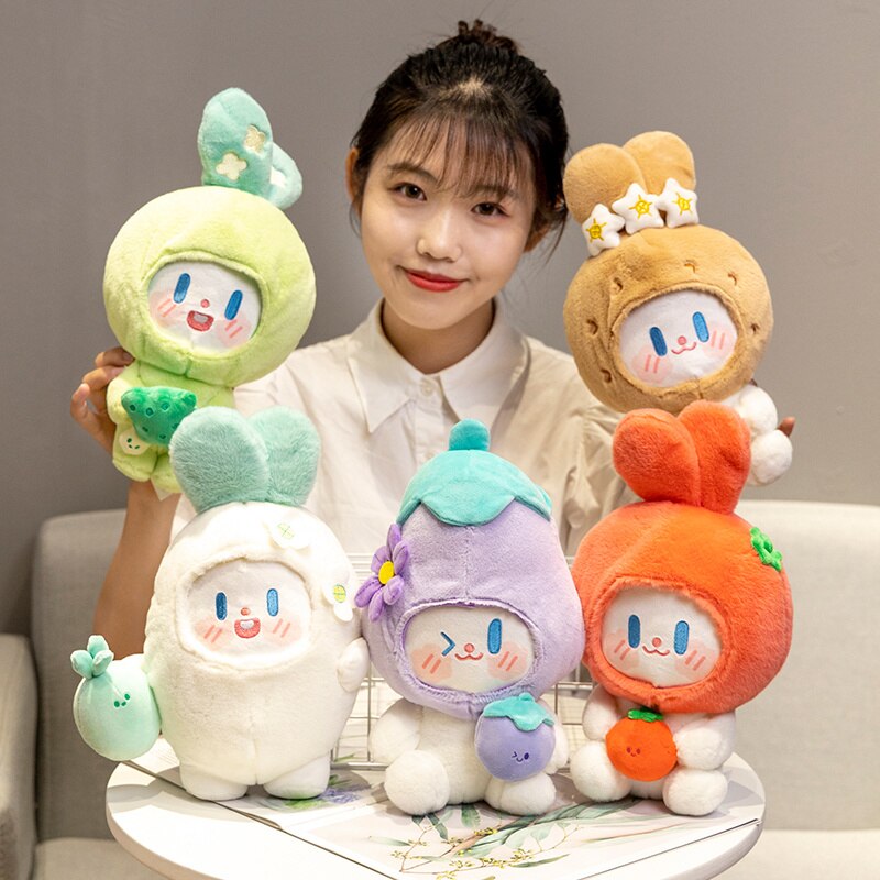 Cute Vegetable Rabbit Plush Toys 18-21cm (Potato/Broccoli/Eggplant/Tomato/White Radish)