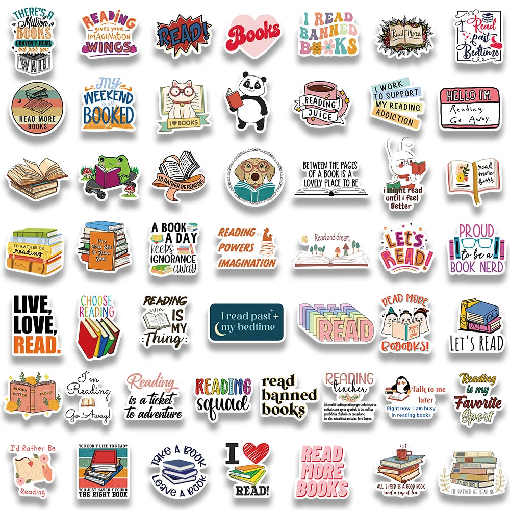 50/100 pcs Book Reading Stickers