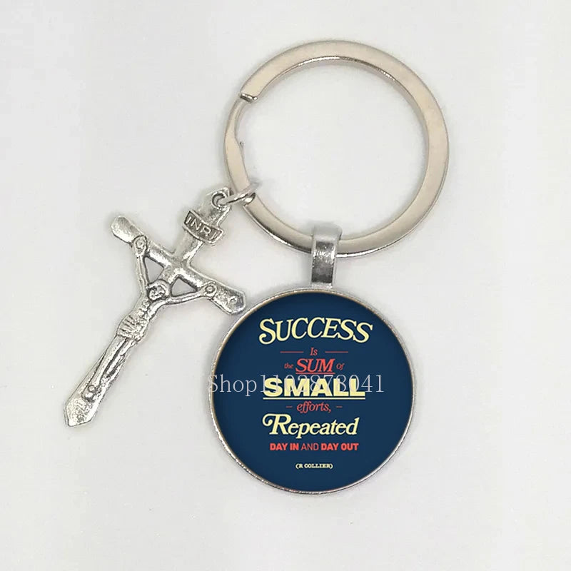 Keychain With The Bible Verse/Inspirational Message And Cross- 10 Styles