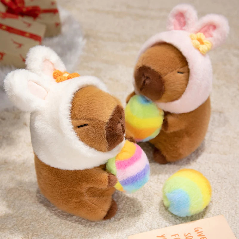 Cute Capybara With Easter Colourful Egg Plush Toys 20cm