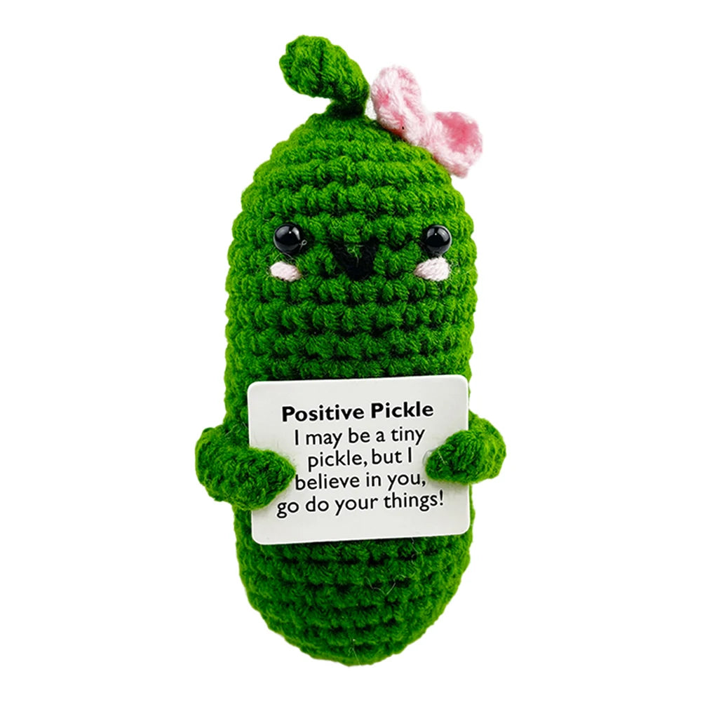 Handmade Knitted Pickle/Pineapple/ Avocado/Potato With Positive Message - 11 Styles