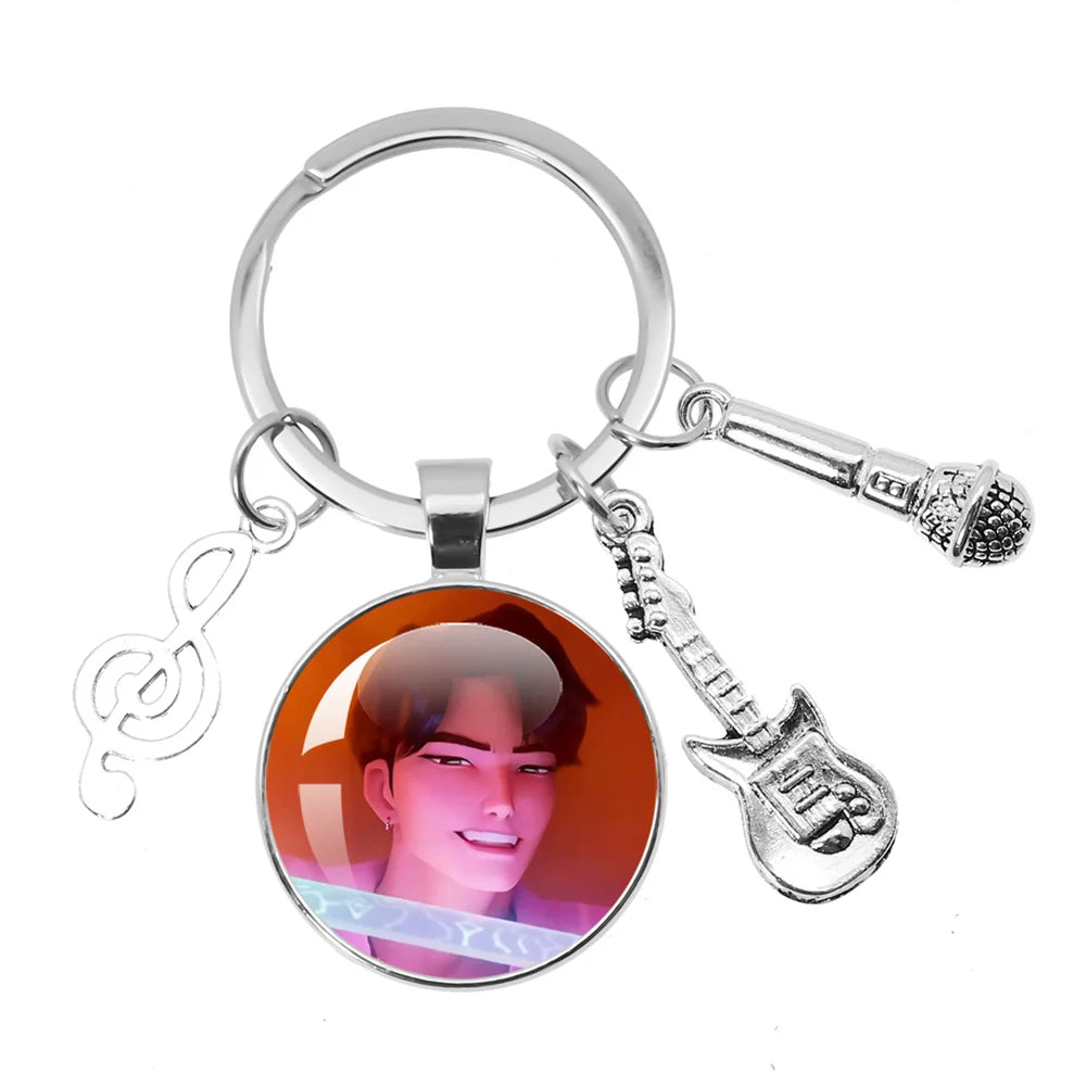 Cute K-Pop Demon Hunters/Saja Boys/Derpy Keychain with Music Themed Pendant