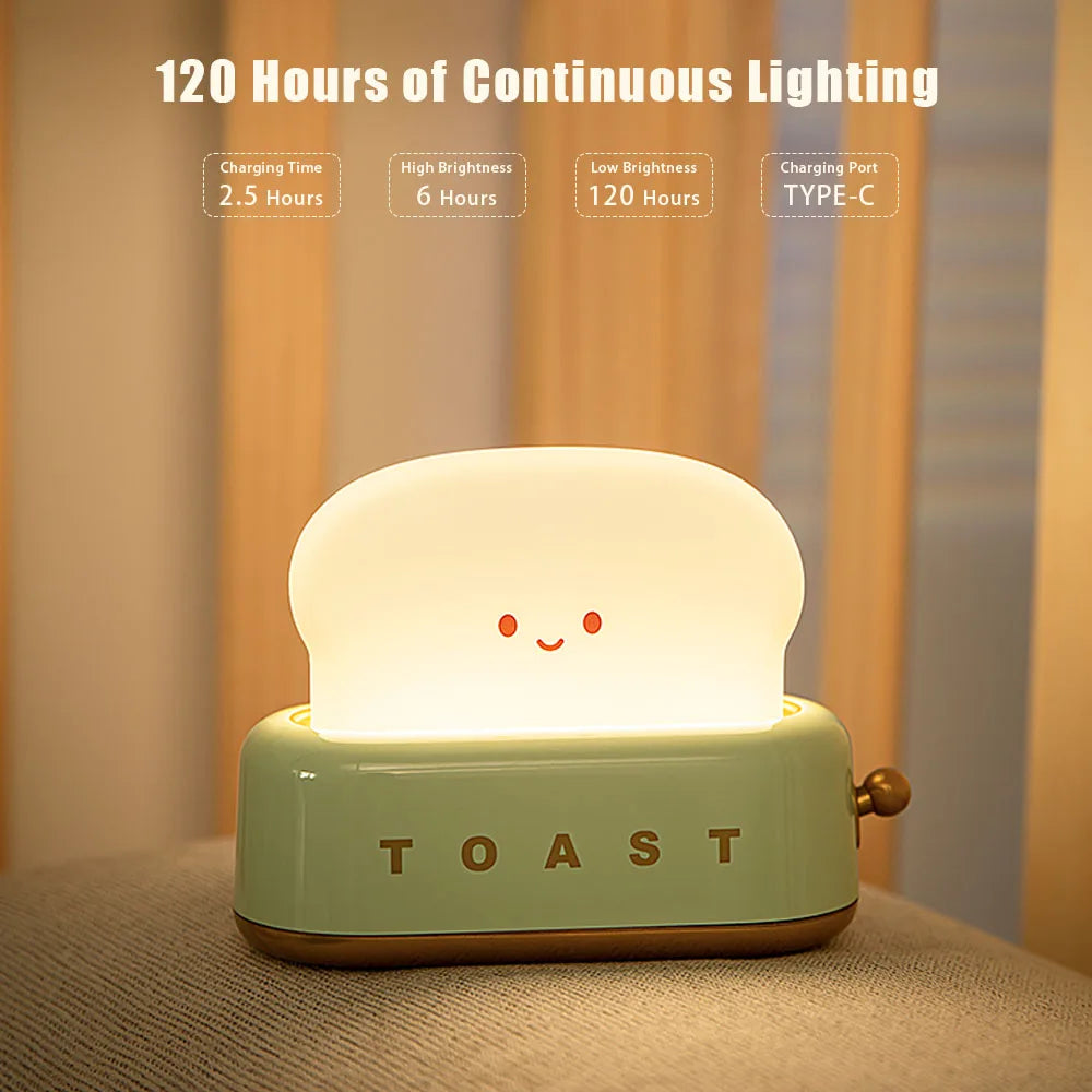 LED Night Light Toast Lamp - Yellow/Green/Pink