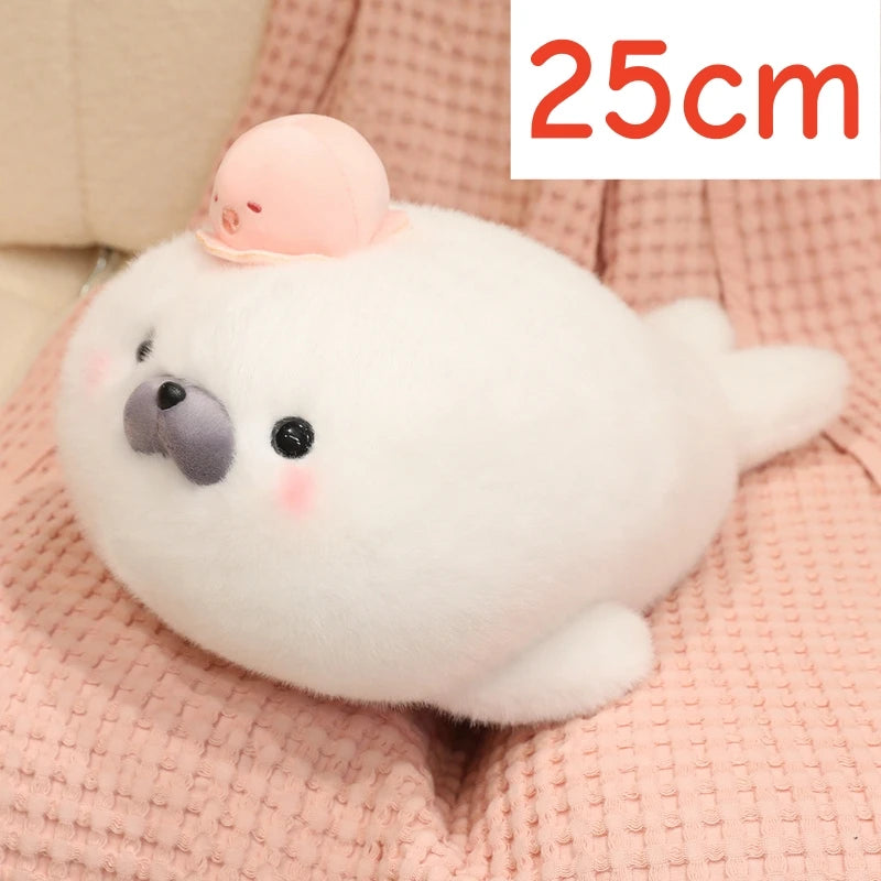Cute White Seal Plush Toys 25/45cm Or Plush Keychains 15cm - Round/Close Eyes