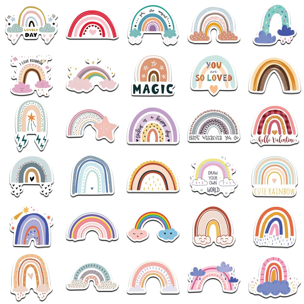 60 pcs Cute/Kawaii Rainbow Stickers