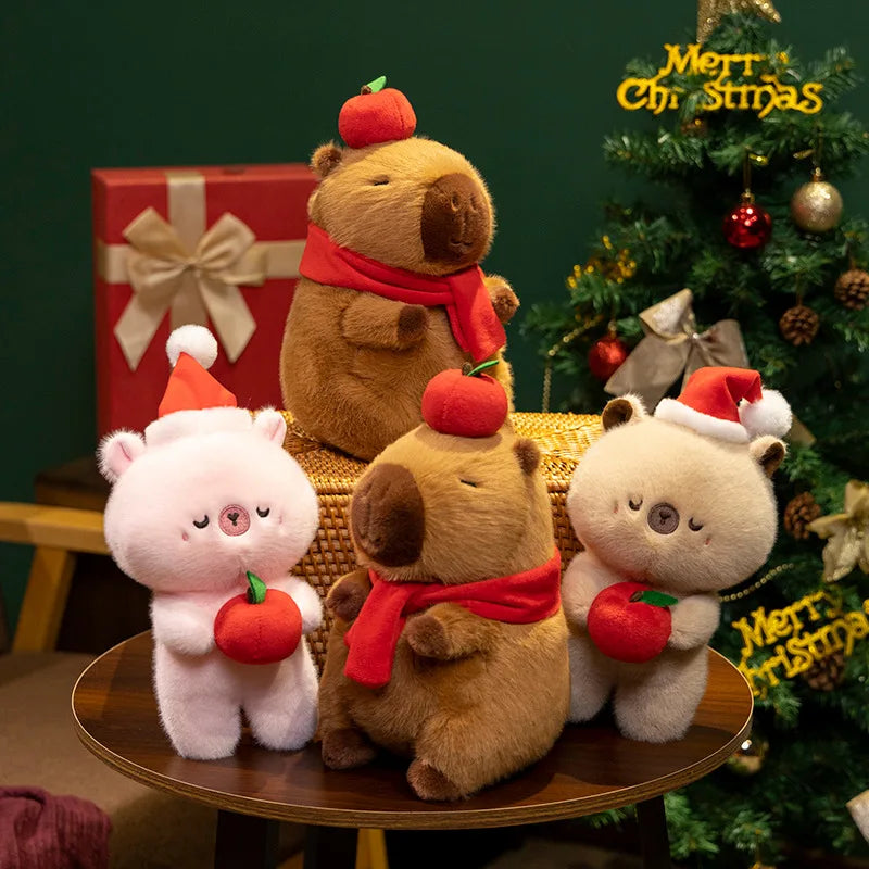 Christmas (Hat/Apple/Scarf) With Cute Capybara Plush Toys 24cm - 3 Styles